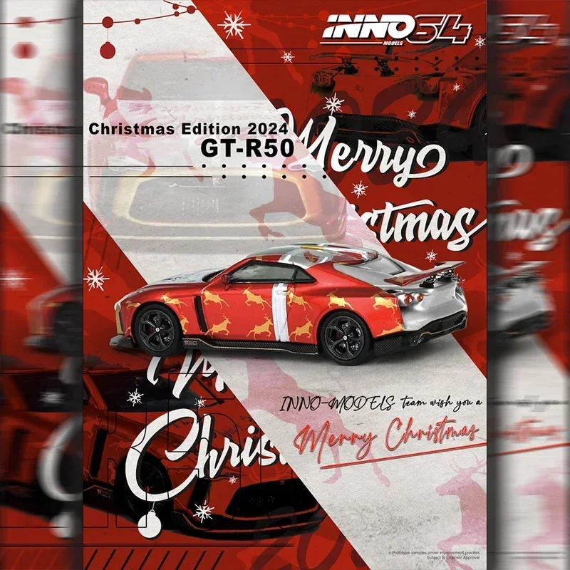 

INNO In Stock 1:64 Nissan GTR R50 Christmas Diecast Diorama Car Model Collection Toys