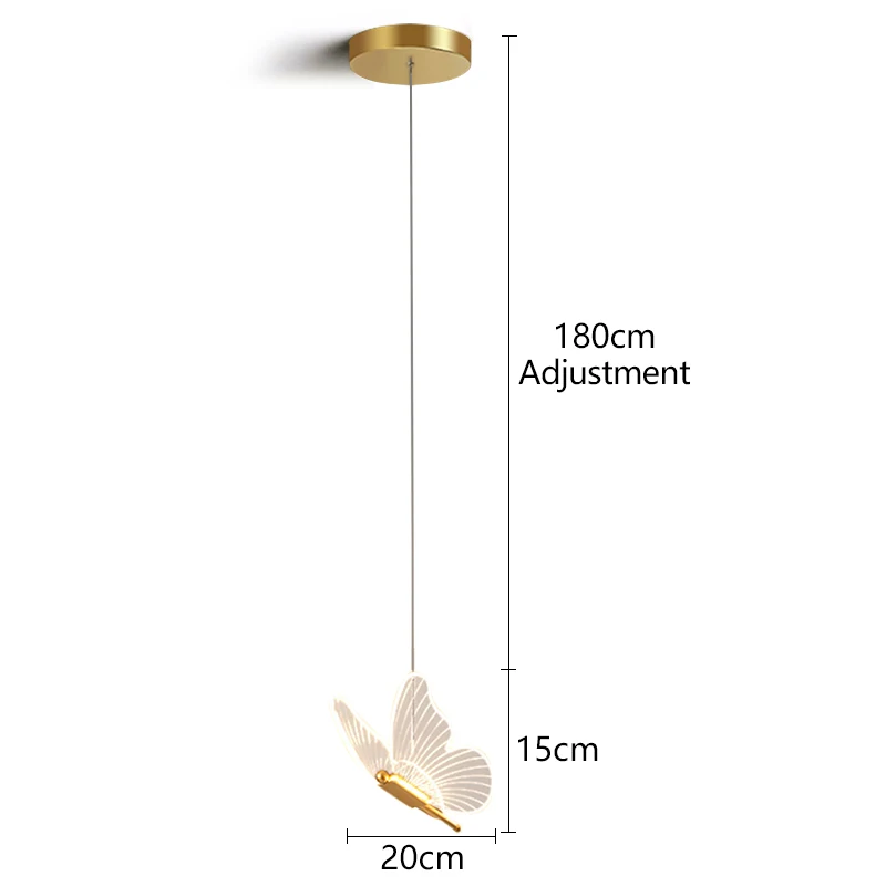 Schmetterling führte Pendel leuchten nordischen goldenen Nachttisch Kronleuchter Beleuchtung für Wohnzimmer Schlafzimmer Nachttisch lampen Innen beleuchtung