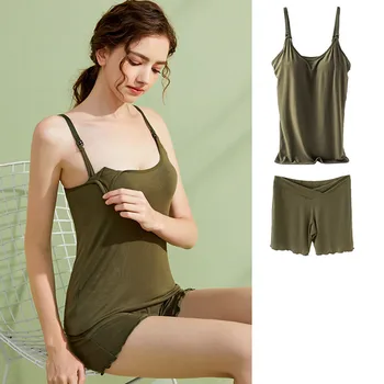 Fdfklak Modal แขนกุดสตรีชุดสตรีชุดนอนชุดให้นมบุตรชุดนอน2ชิ้น/เซ็ตตั้งครรภ์เสื้อผ้า