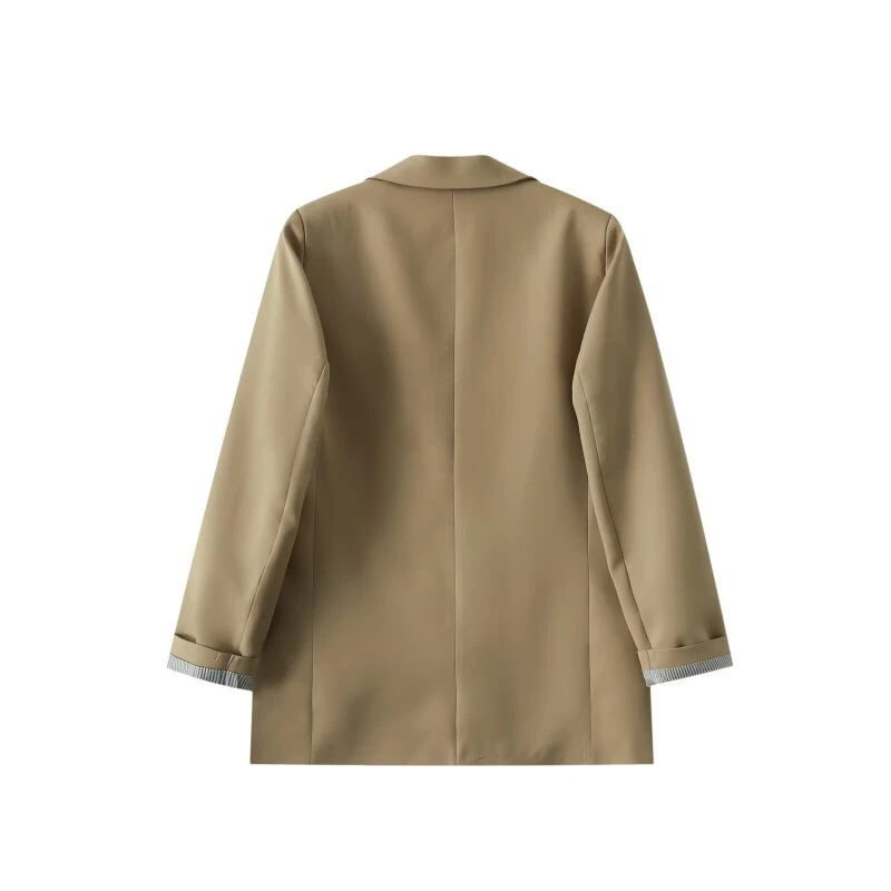 เสื้อสูทผู้หญิงเท่ห์ๆ ชายเสื้อผ่า แฟชั่น เสื้อคอวีลำลอง แขนยาวทรงหลวม สไตล์สาวออฟฟิศ