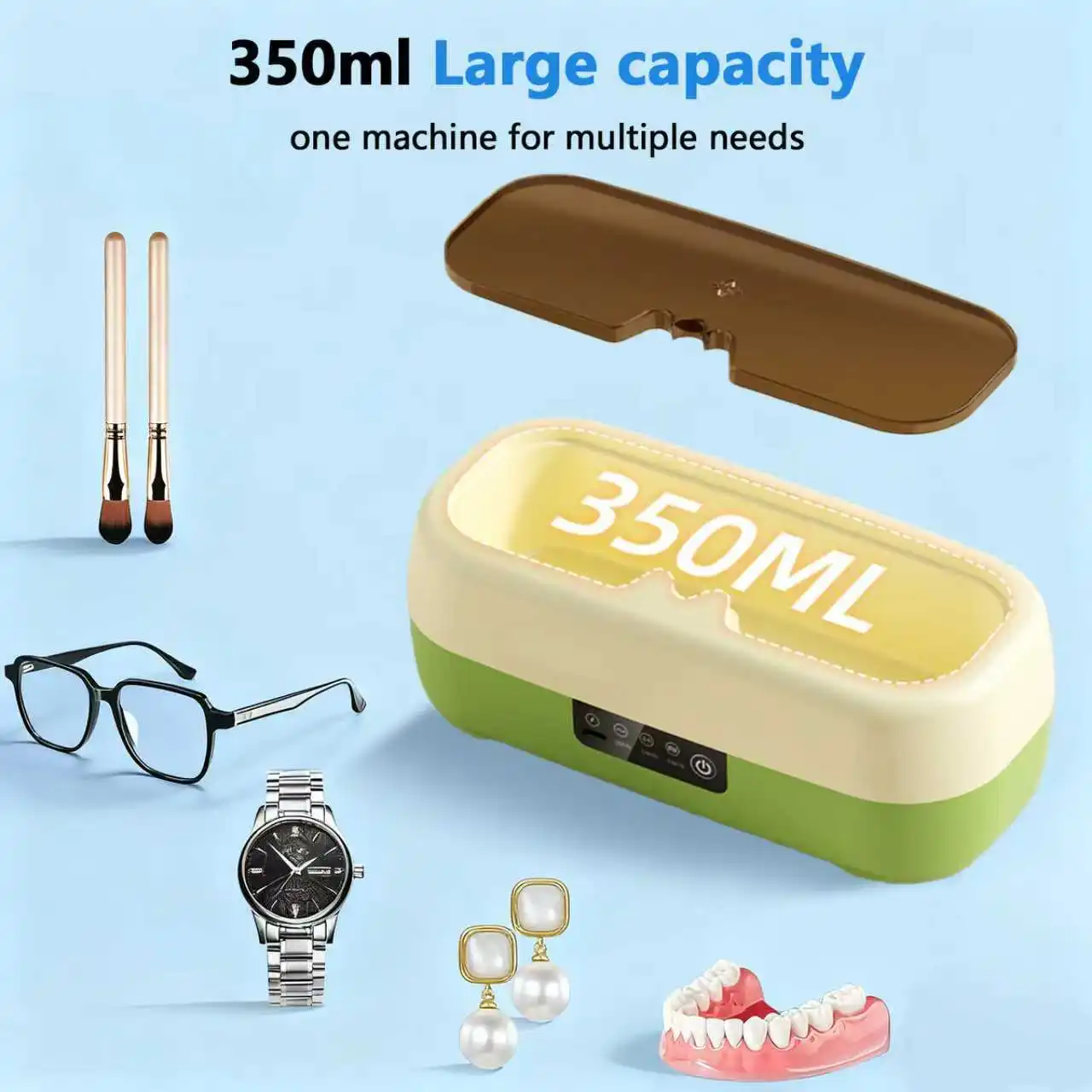 ONEKA Automatic Vibration Cleaners 3 Modes Cleaning Machine Smart Timing for Jewelry/Watch Band/Makeup Tool/Eyeglasses