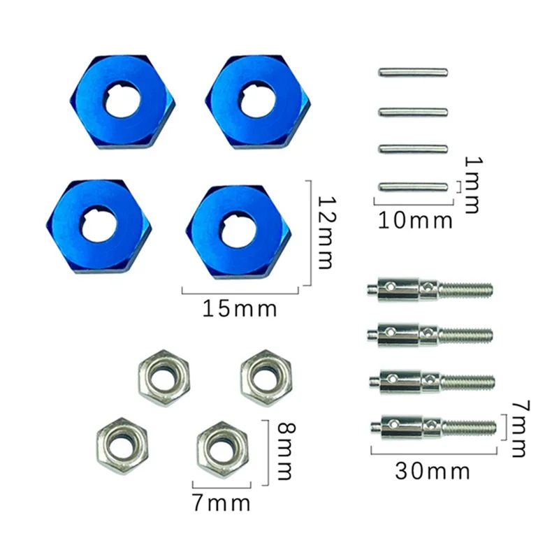 Adaptador hexagonal de cubo de rueda, combinador de Metal de 5Mm a 12Mm para LDRC LD-P06 LD P06 Unimog 1/12, piezas de actualización de coche de camión RC