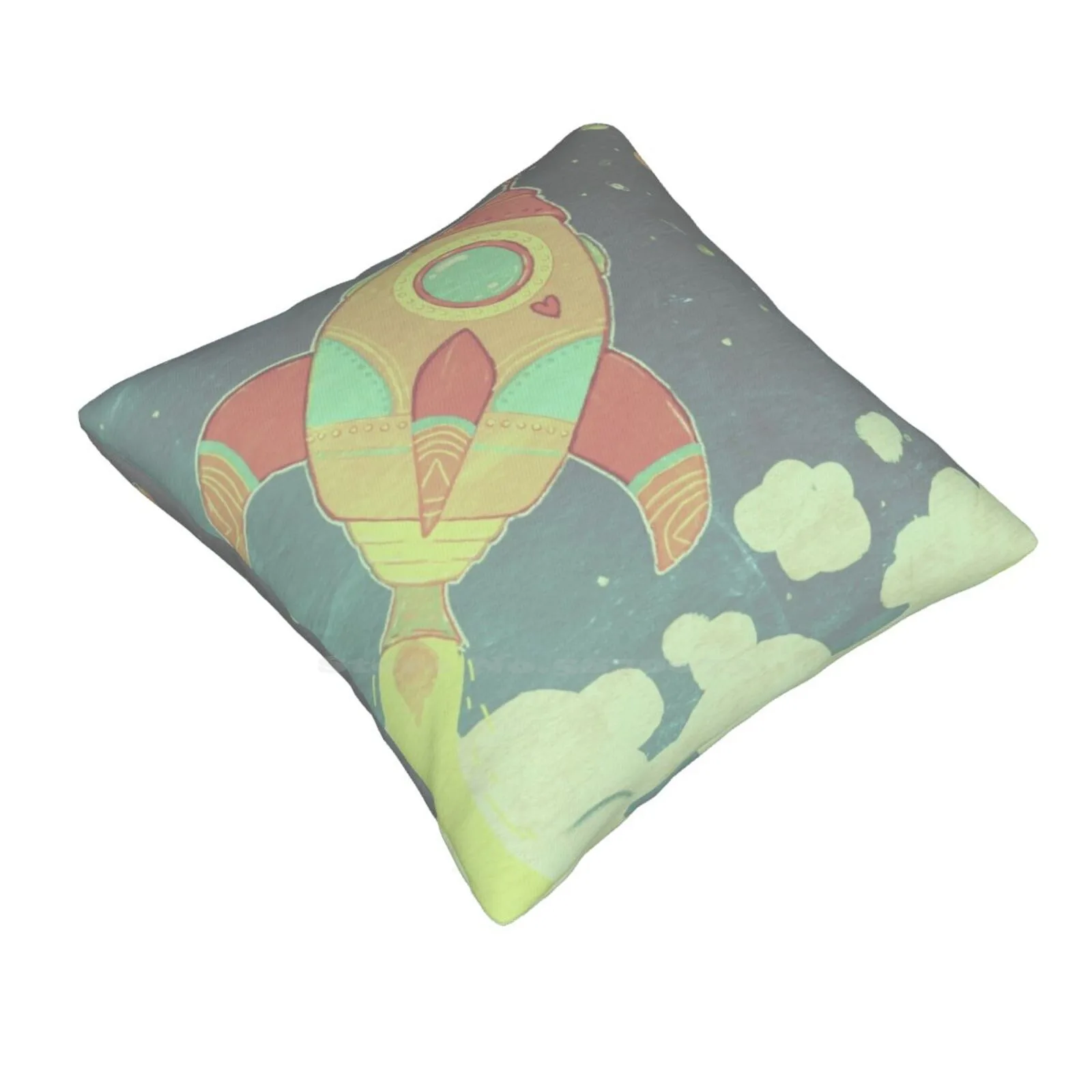 Outta This World . 2 Pillows Case Bedroom Home Decoration Space Rocketship Rocket Ship Stars Clouds Sci Fi