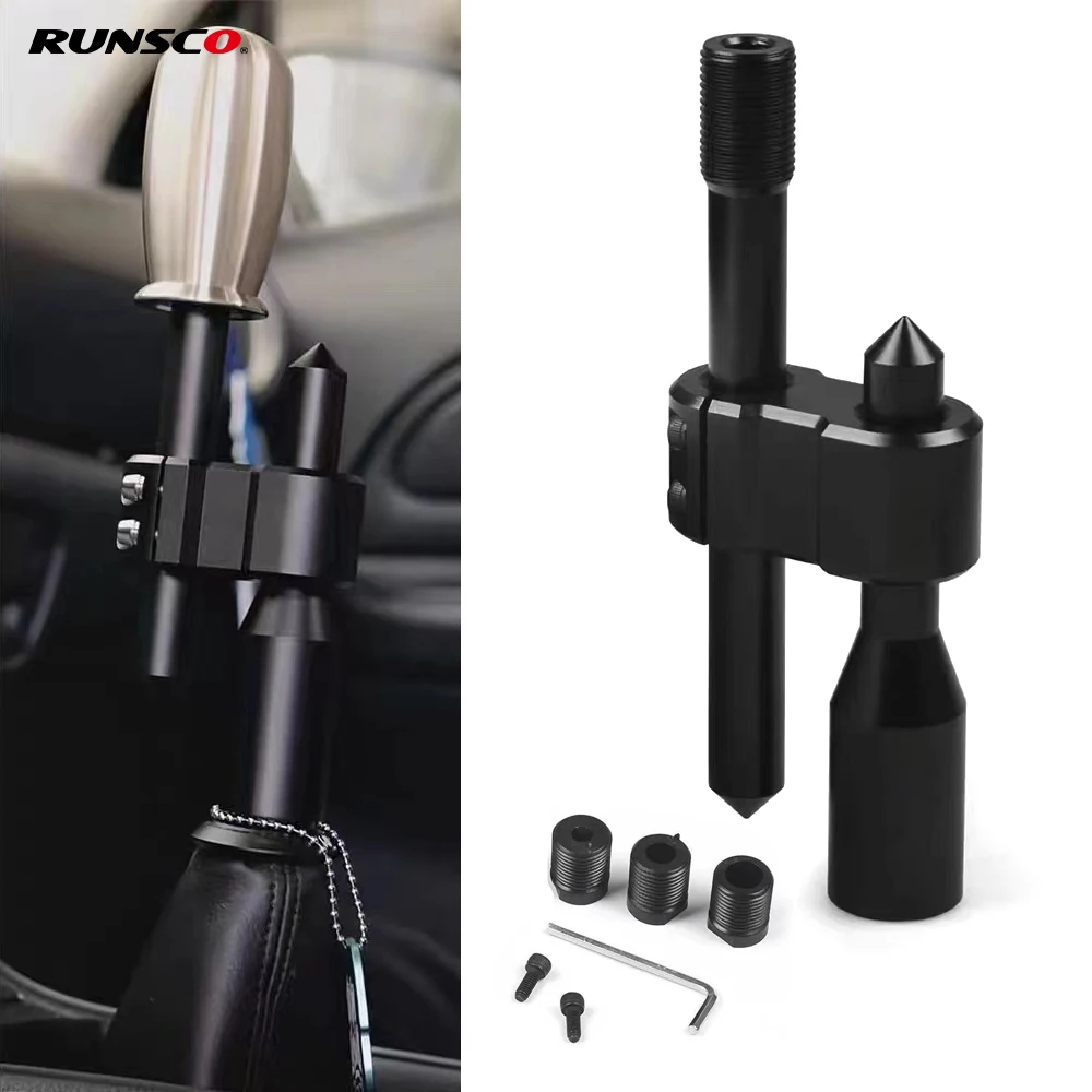 Racing H Type Shift Knob Extension Adjustable Extender Gear Shifter Aluminum With Three Adapters Black