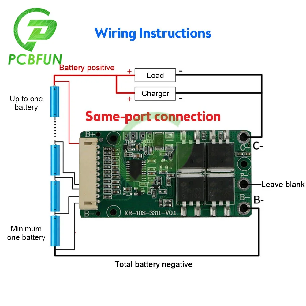 BMS 10S 36V 15A 18650 Lithium Battery Charge Protection Board Short Circuit Protection Common/Split Port for Ebike/Escooter