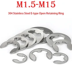 M1.5 M2 M2.5 M3 M3.5 M4 M5 M6 M7 M8 M9 M10 M12 M15 304 Stainless Steel E Clip Circlip Retaining Ring Washer for Shaft Fastener