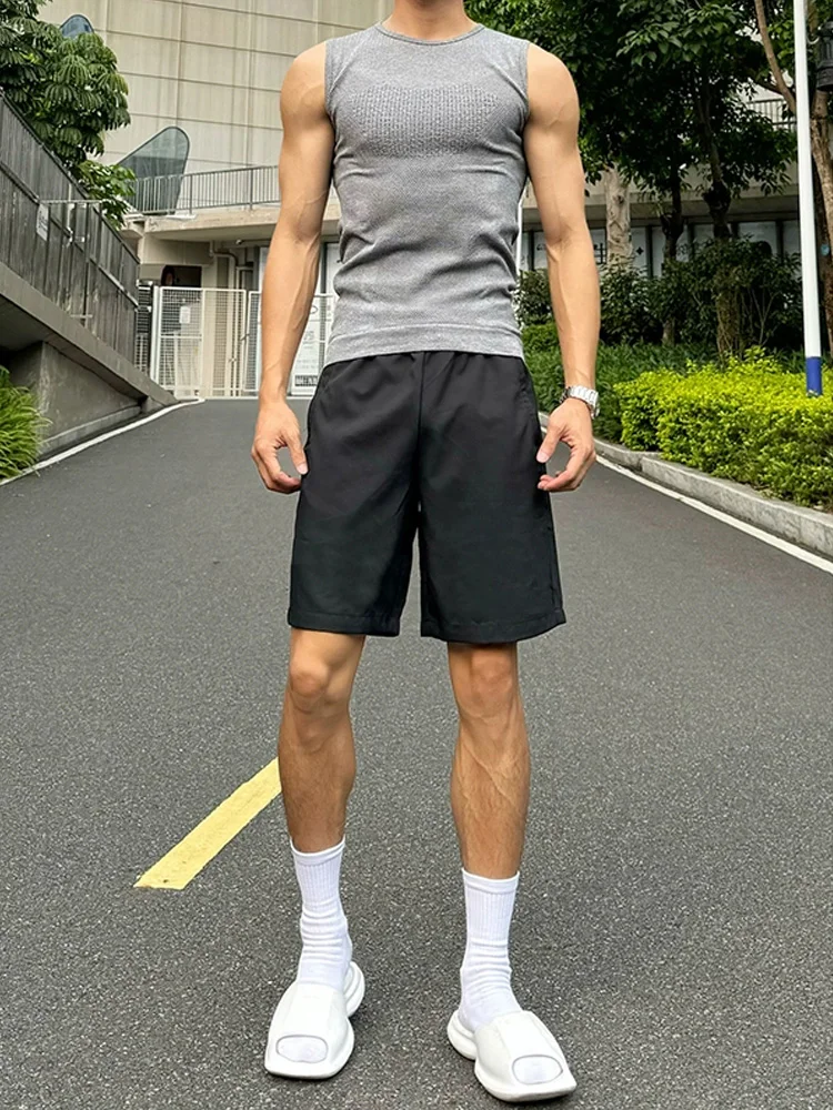 

Bla Qui Dry Sports orts Men's Summer Baskeall Pants American Functional Ice Silk Nylon Four-Fifths Length Casual Trou...