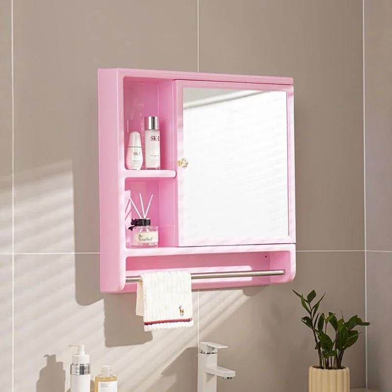 Nordic Style Bathroom Cabinet Mirror Wall Hanging Toilet Plastic Mirror Narrow Storage Cabinet Simple Home Furniture Шкафы FYBC