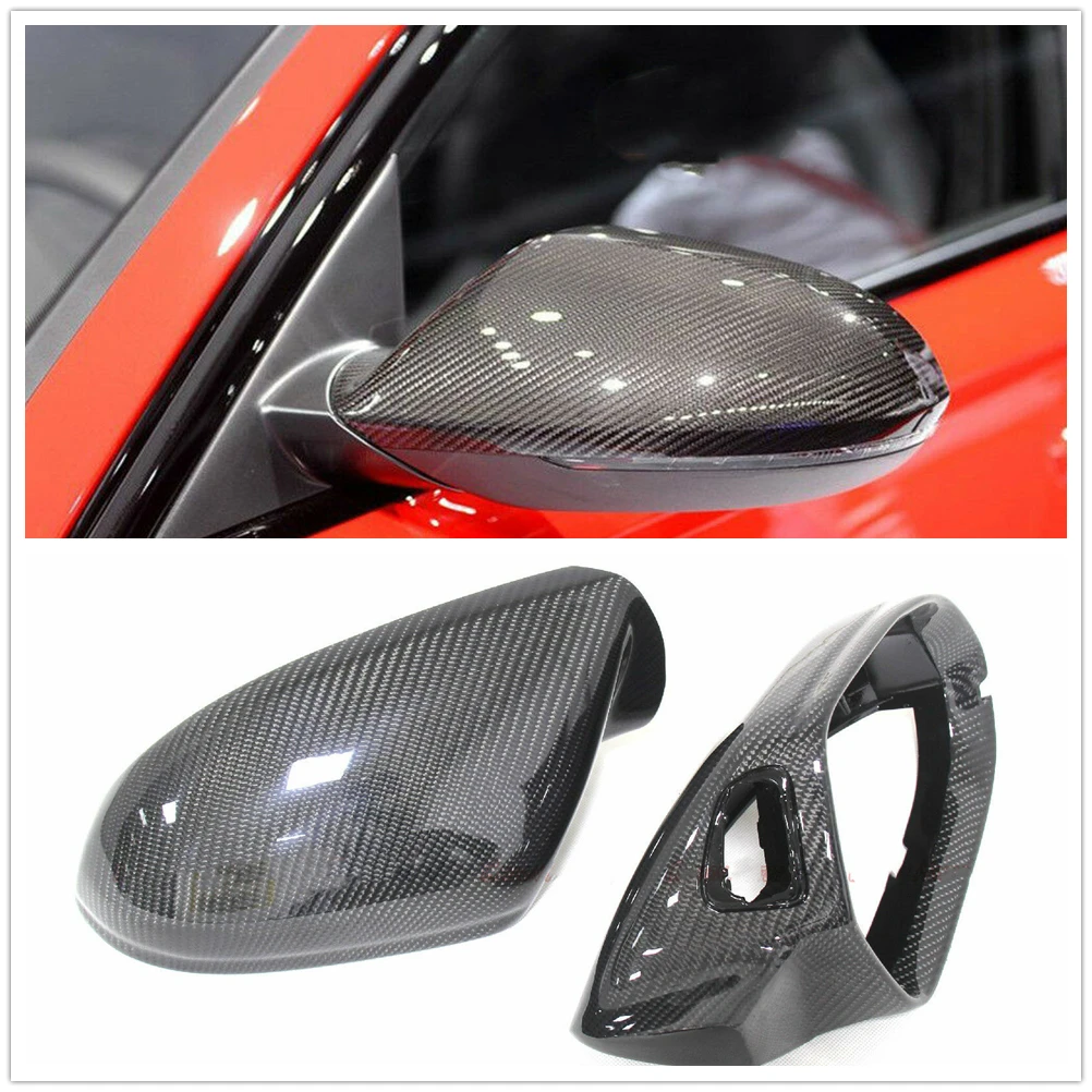 

For Audi A6 C7 S6 RS6 2012+ W/ Lane Assist Carbon Fiber Mirror Cover Replacement Car Exterior Side Rear View Caps Shell Clip On