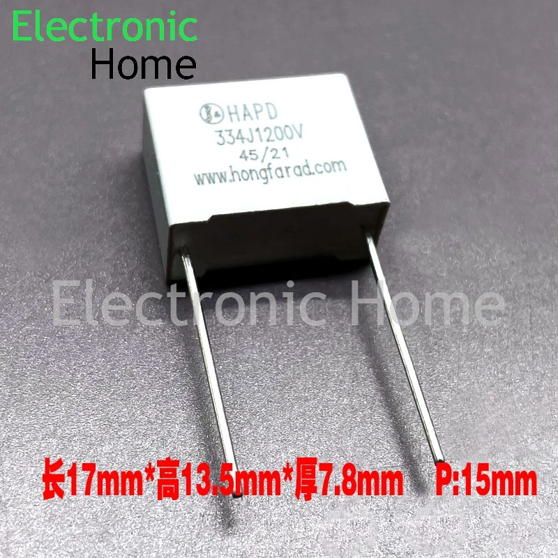 10PCS/LOT hongfarad MKP 0.33uf 330nf 334 1000v 1kv safety film capacitor P15mm 1200V334J 17x13.5x7.8MM