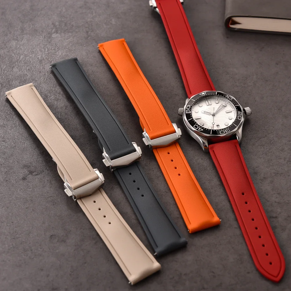 Premium Sweatproof Durable Quick Release FKM Rubber Watch Strap 20 21 22mmFor Omega Seamaster De Ville Chronogra Men's Watch