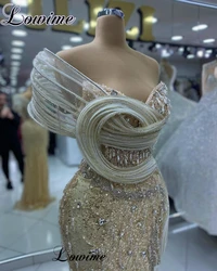 New Fashion Champagne Celebrity Dresses Mermaid Sweetheart Crystals Awards Ceremony Dresses For Women Vestidos De Gala Prom Gown