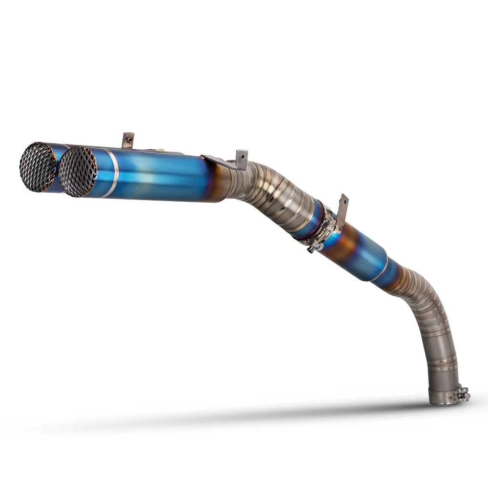 

Full Titanium Alloy Burnt Blue Modify Muffler Tube Double Exit Connect Original Front Pipe Slip on Escape for Hondas CBR600RR F5