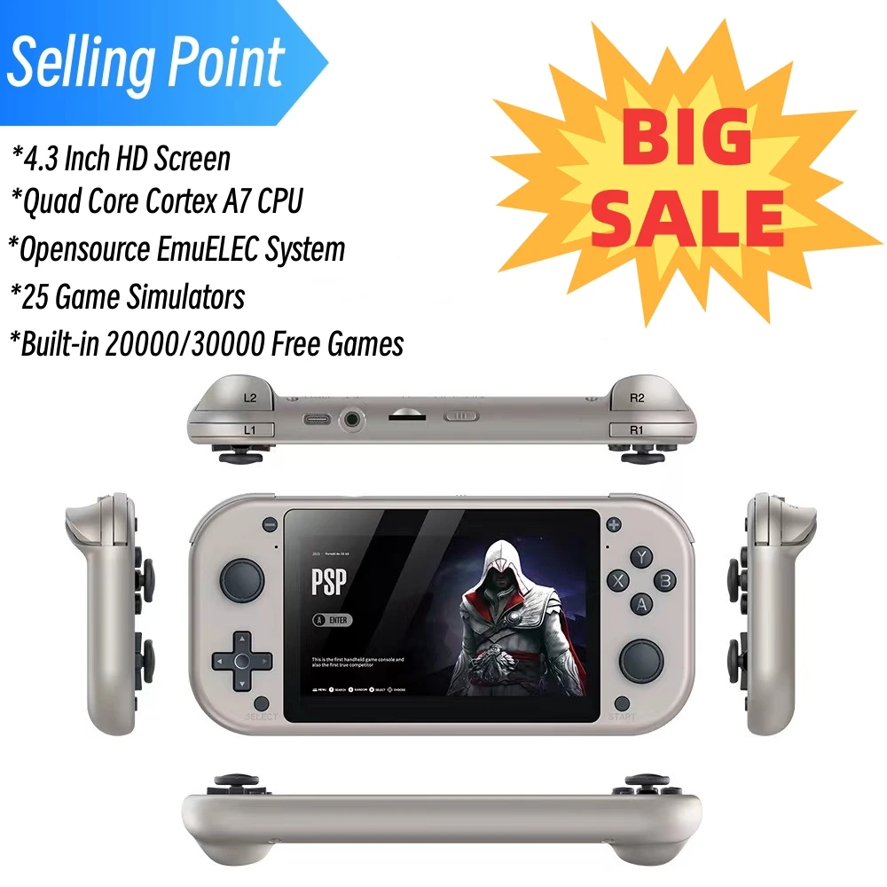 Upgraded M17 Game Console 4.3 Inch HD Screen Arcade Retro Portable Game Players 64GB/128GB 20000/30000 Games With Storage Bag