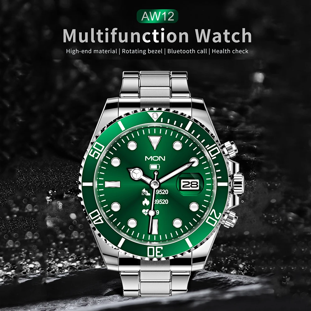AW12 Smart Watch for Men Women Bluetooth Call Smartwatch Men\'s Wristwatch Steel Wrist Clock Waterproof Watches Fitness Bracelet