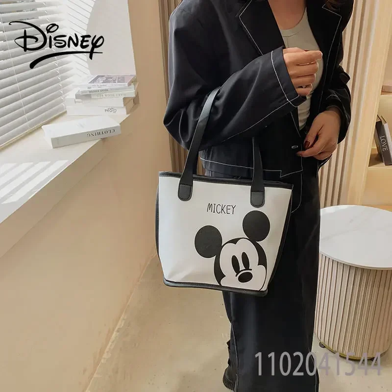 

Disney Kawaii Mickey Mouse Handbag for Women Girl Canvas Shoulder Bag Portable Tote Durable Fashion Trend