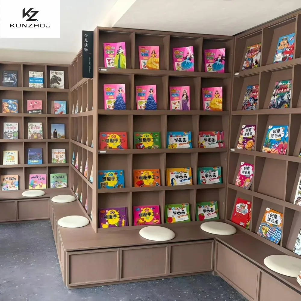 Customized multi combination bookshelf with storage cabinet and children's reading cabinet