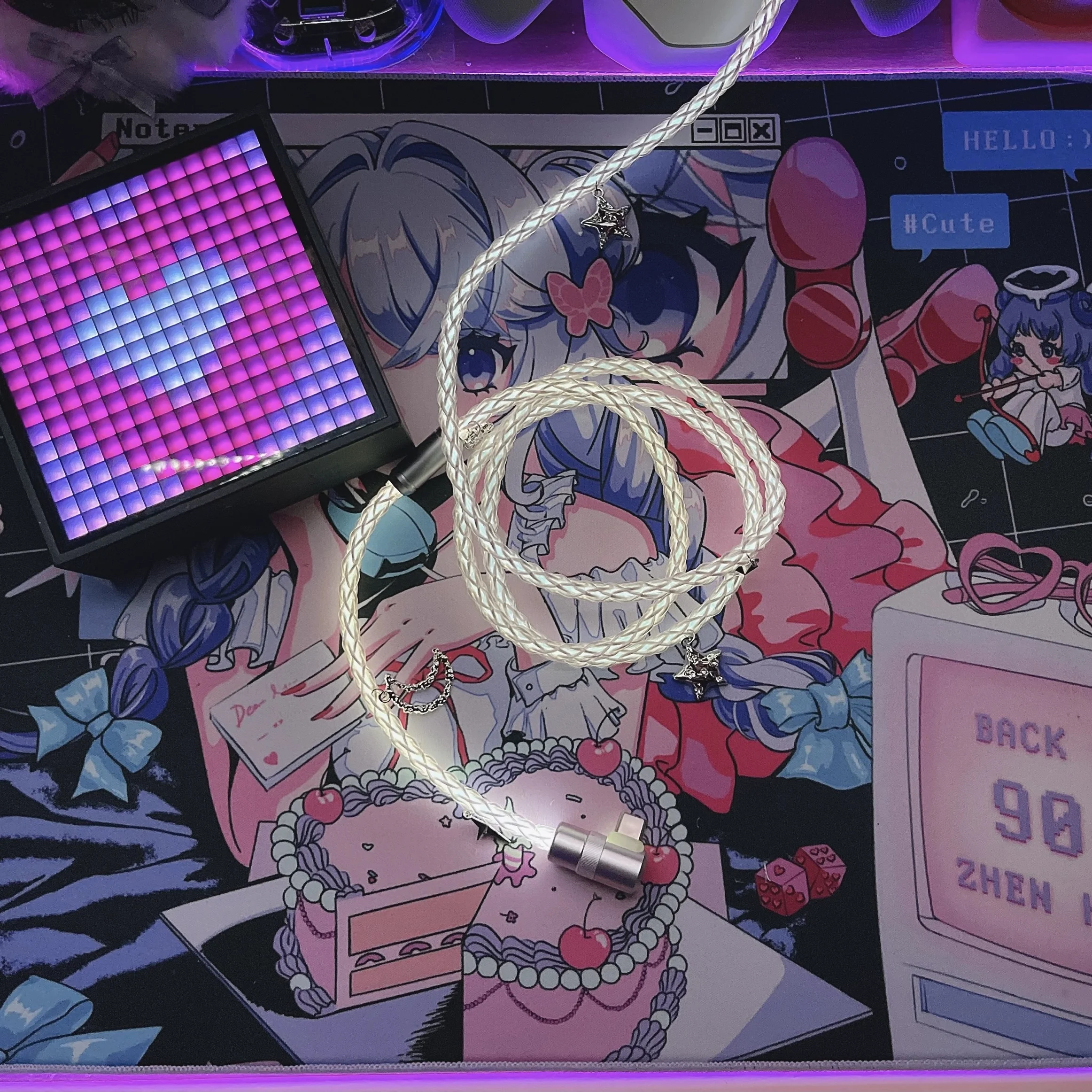 USB C كابل لوحة المفاتيح 90 درجة زاوية واحدة كريستال النحاس توهج كابل لوحة المفاتيح دعم 8k ل AULA HERO 68HE 80HE #6