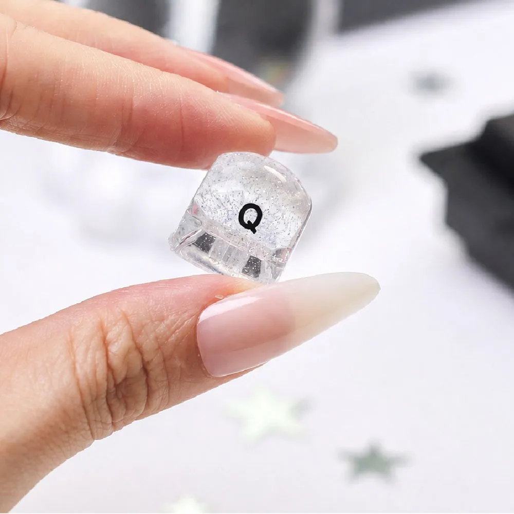 Starry Sky Crushed‑Ice Transparent Keycaps for Mechanical Keyboard Universal Cross Stem Keycaps Designed for Long Fingernails