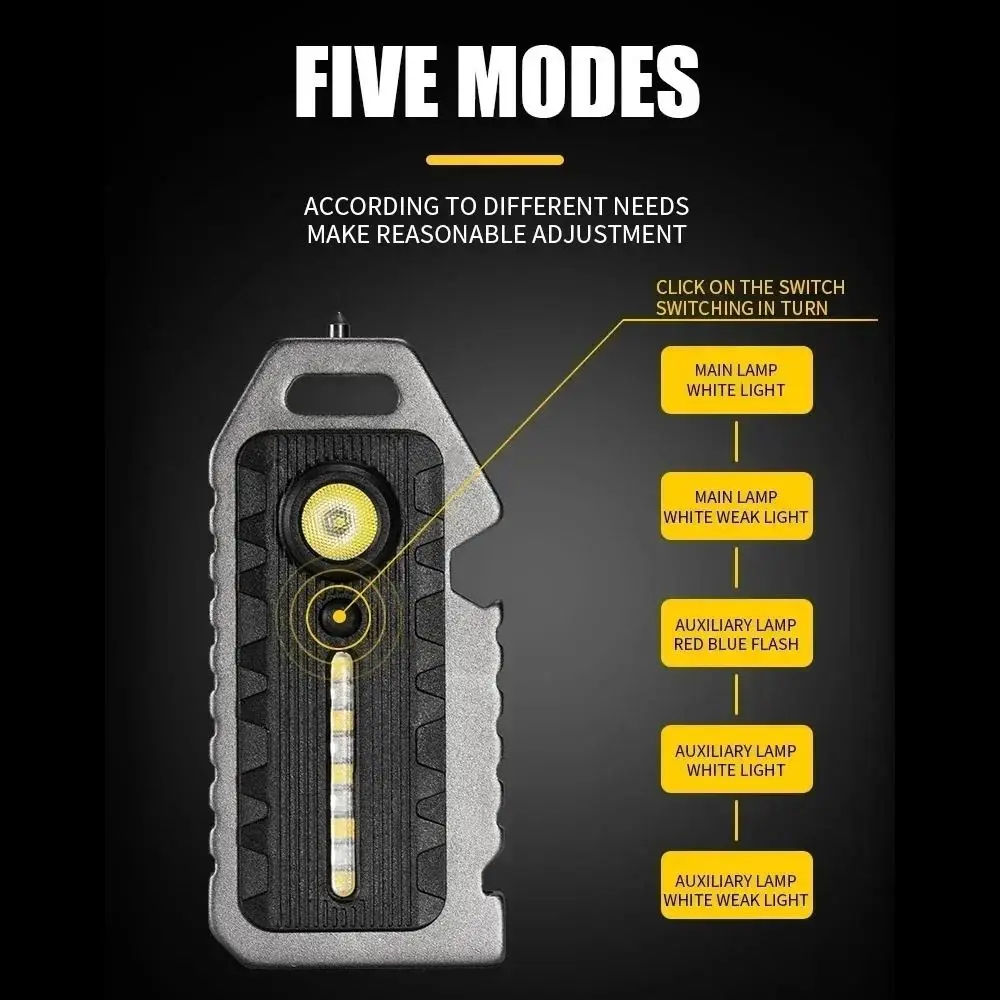 

COB LED Mini LED Flashlight 5 Modes Adjustable Bottle Opener Keychain Flashlight Super Bright Waterproof Emergency Torch Outdoor