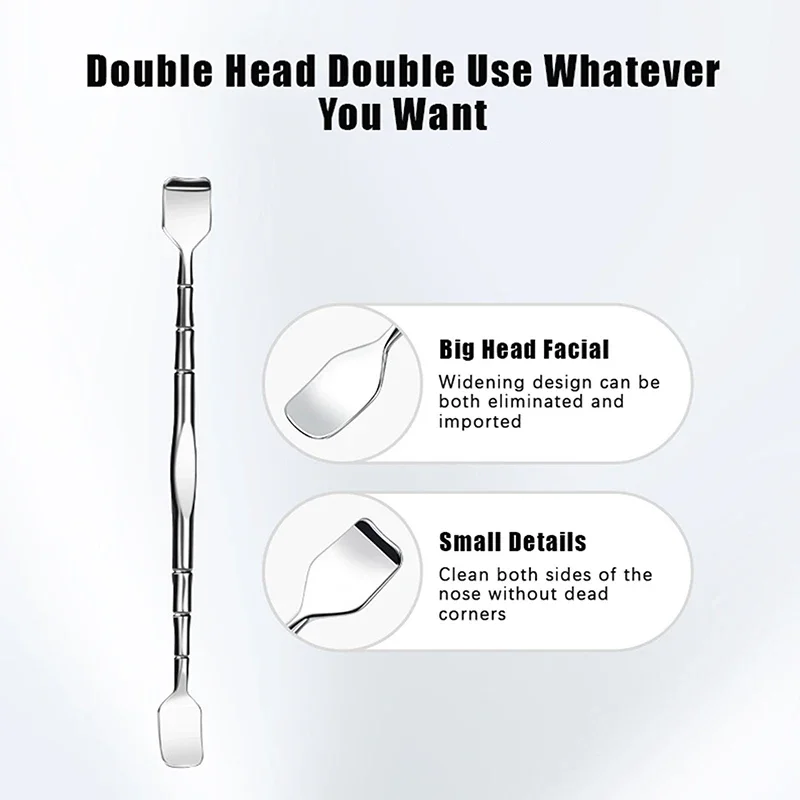 Grattoir de nettoyage de points noirs à Double tête en acier inoxydable, dissolvant de points noirs, outil d'extraction de imperfections, élimination des boutons du visage et des comédons