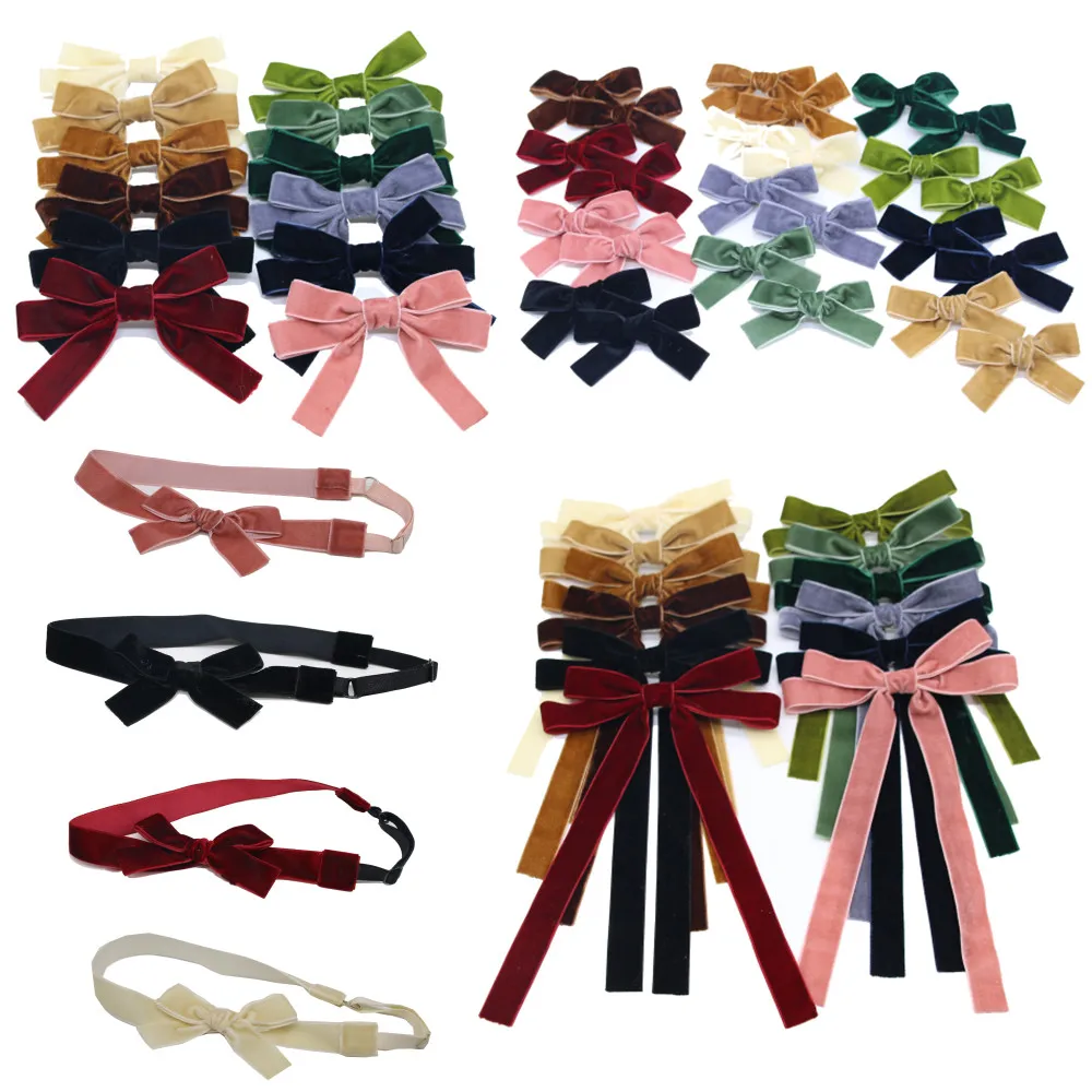 A10 Nieuwe Winter Velvett Strik Elegante Hoofdband Mode Kinderen Haarband Haaraccessoires Baby Clip Oem