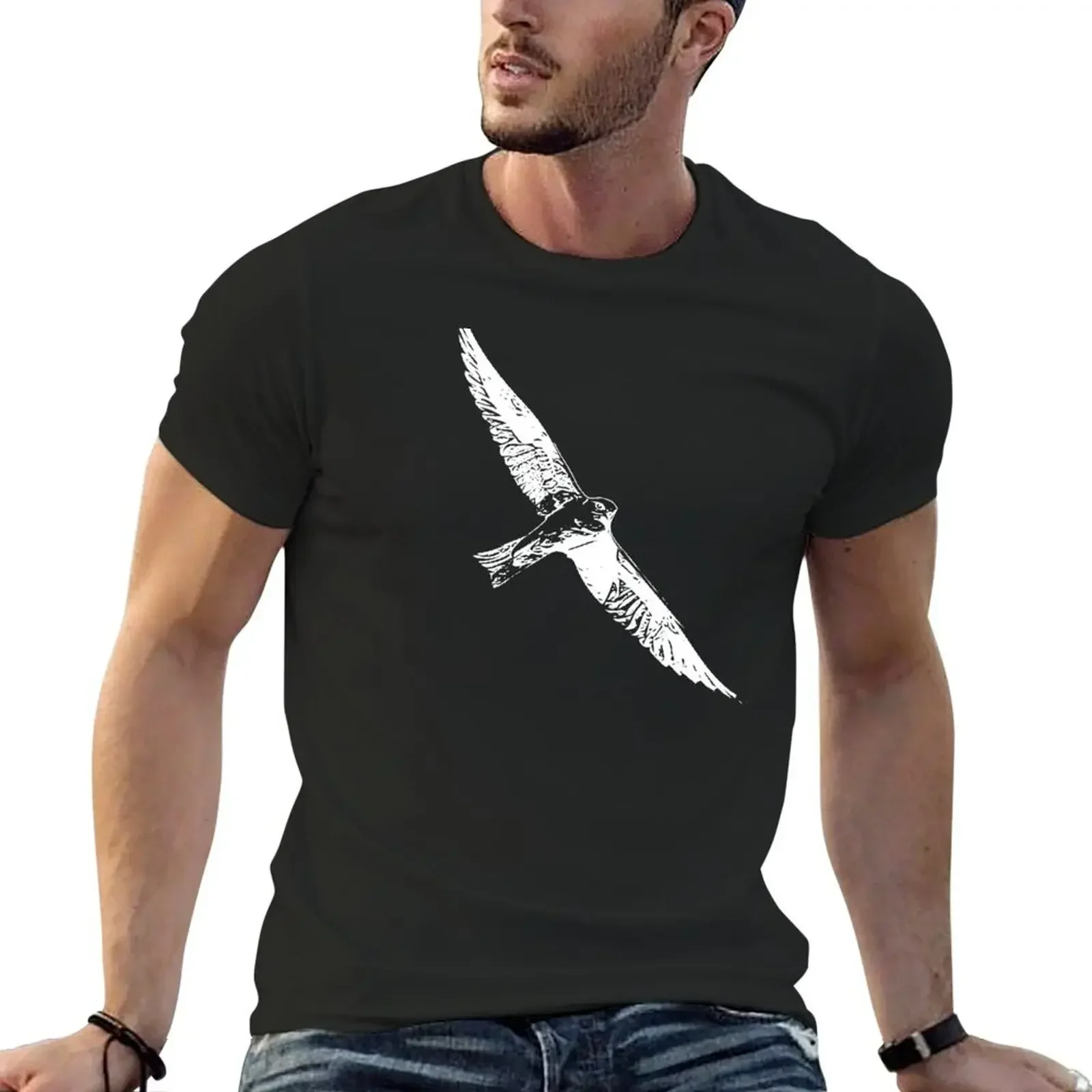 White Tailed Kite White Design T-Shirt oversized t shirt summer tops mens workout shirts