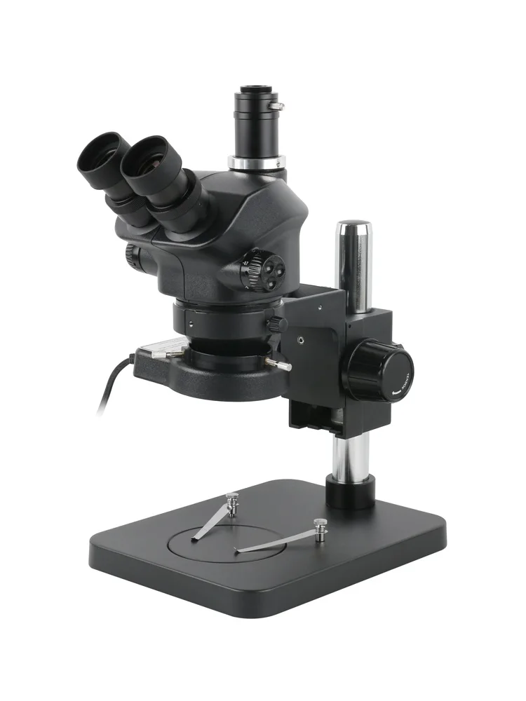 7-50X Zoom Simul-Focal Trinoculaire Stereomicroscoop + 0.5X 0.7X Objectief Barlow Lens Base Stand Voor Telefoon Reparatie PCB Soldeer - afbeelding 2