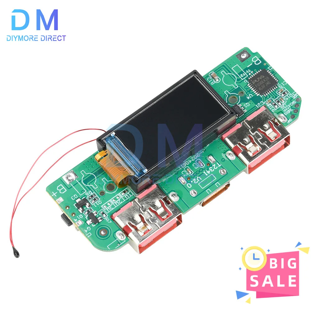 Display digitale a colori TFT da 22,5 W Modulo di ricarica rapida Batteria al litio da 3,7 V Modulo ricaricabile Supporto PD/QC/SCP/VOOC