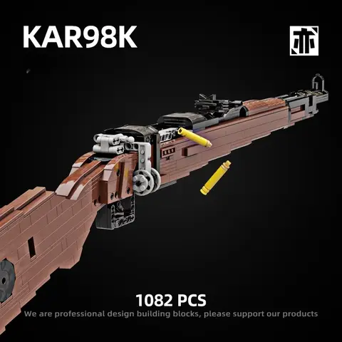 1082PCS Kar 98k Sniper Rifle Building Blocks Emissibility With Bullet Assemble Gun Bricks Weapon Toy Gift For Adult Military Fan