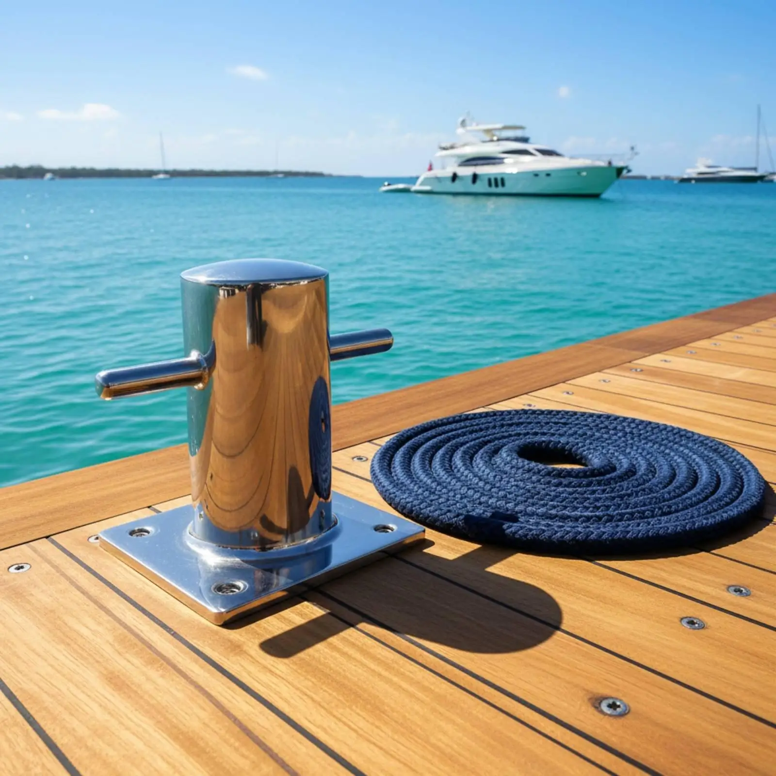 316 Stainless Steel Bollard Mirror-Polished Stainless Steel Mooring Bollard Resistant Boat Mooring Post for Marina, Harbor