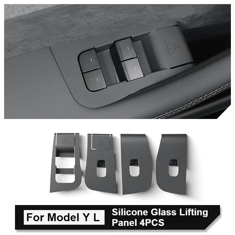 Car Window Opening Button Sticker Car Sticker For Tesla Model YL 2025 Silicone Glass Lifting Panel Car Modification Accessories