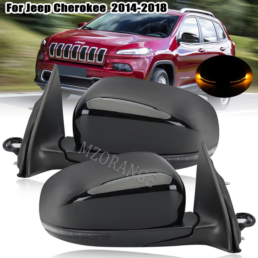 11 Pins Side Mirror For Jeep Cherokee KL 2014 2015 2016 2017 2018 Dual Plug Black Side With Turn Signal Light Mirror Assembly