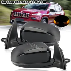 11 Pins Side Mirror For Jeep Cherokee KL 2014 2015 2016 2017 2018 Dual Plug Black Side With Turn Signal Light Mirror Assembly