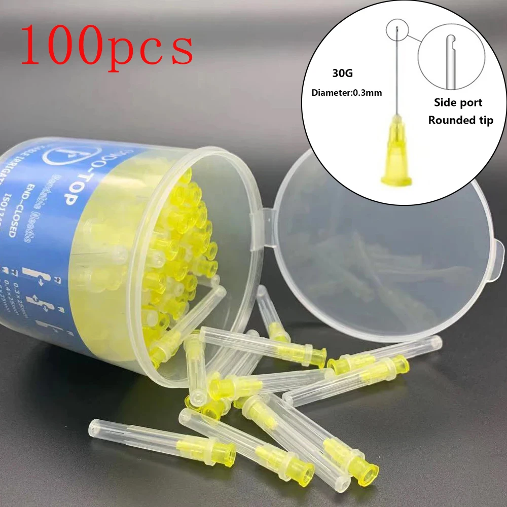 100pcs Dental Tooth Cleaning Irrigation Needle Tip  Washing Endo Irrigation needle tip Lateral incision Endo 25G/27G/30G