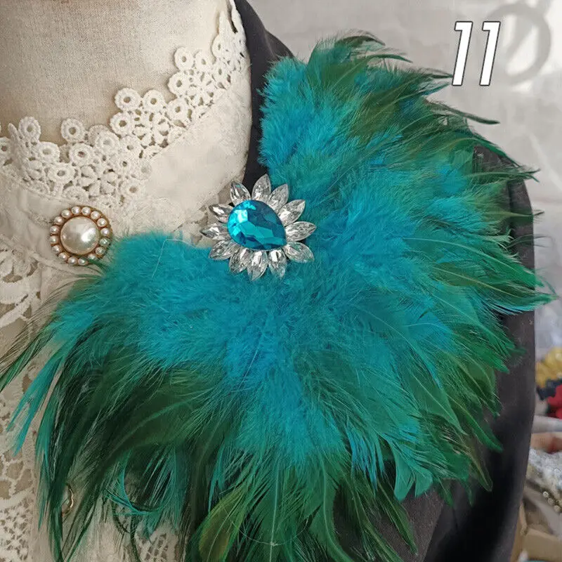 Unisex Rhinestone Feather Brooch Crystal Brooch Pin for Jeans Waist Dress Accessory Shoulder Board Carnival Stage Party Epaulet