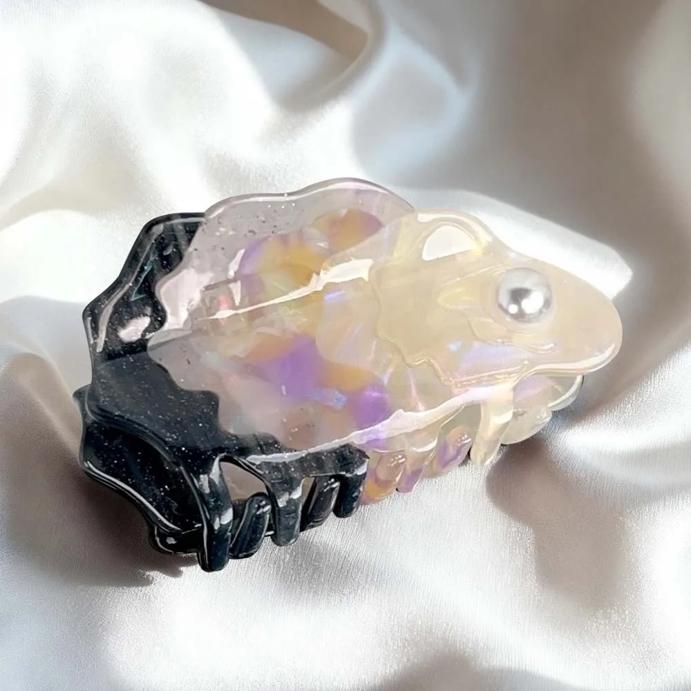 Sweet Acetic Acid Hair Claw Acrylic Bead Oyster Shark Clip Seaside Vacation Headwear Ocean Series Squid Hair Claw Spring