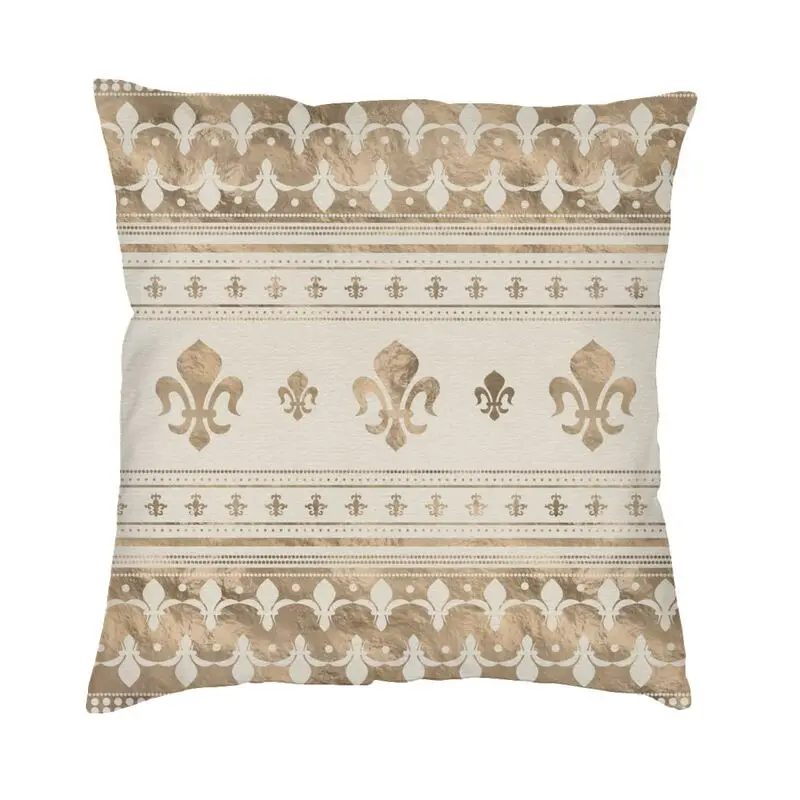 Pastel Gold Fleur De Lis Throw Pillow Case for Living Room Fleur-De-Lys Lily Flower Nordic Cushion Cover Soft Pillowcase