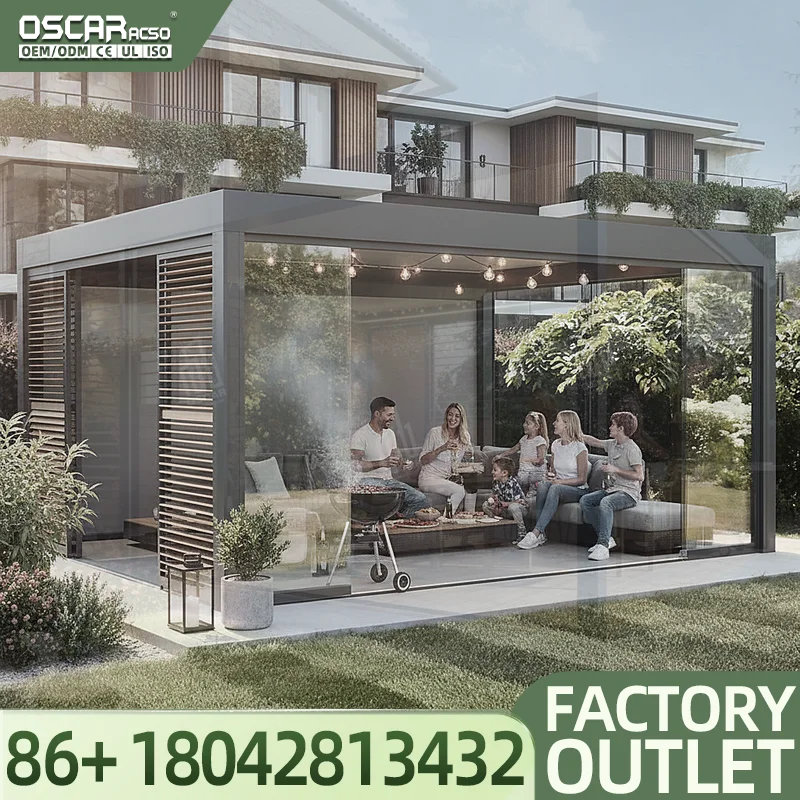 3x3m 3x4m 4x4m 6x4m Motorized Aluminum Louvered  Powder Coated EcoFriendly Custom Sizes Waterproof Outdoor Patio Garden Backyard
