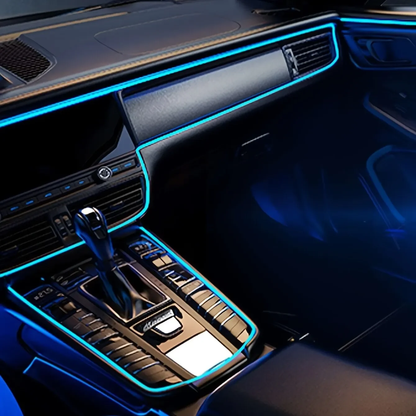 

5 м светодиодные ленты для салона автомобиля, RGB оптоволоконная атмосфера, комплект неонового освещения с дистанционным управлением через приложение, автоматическая декоративная лампа