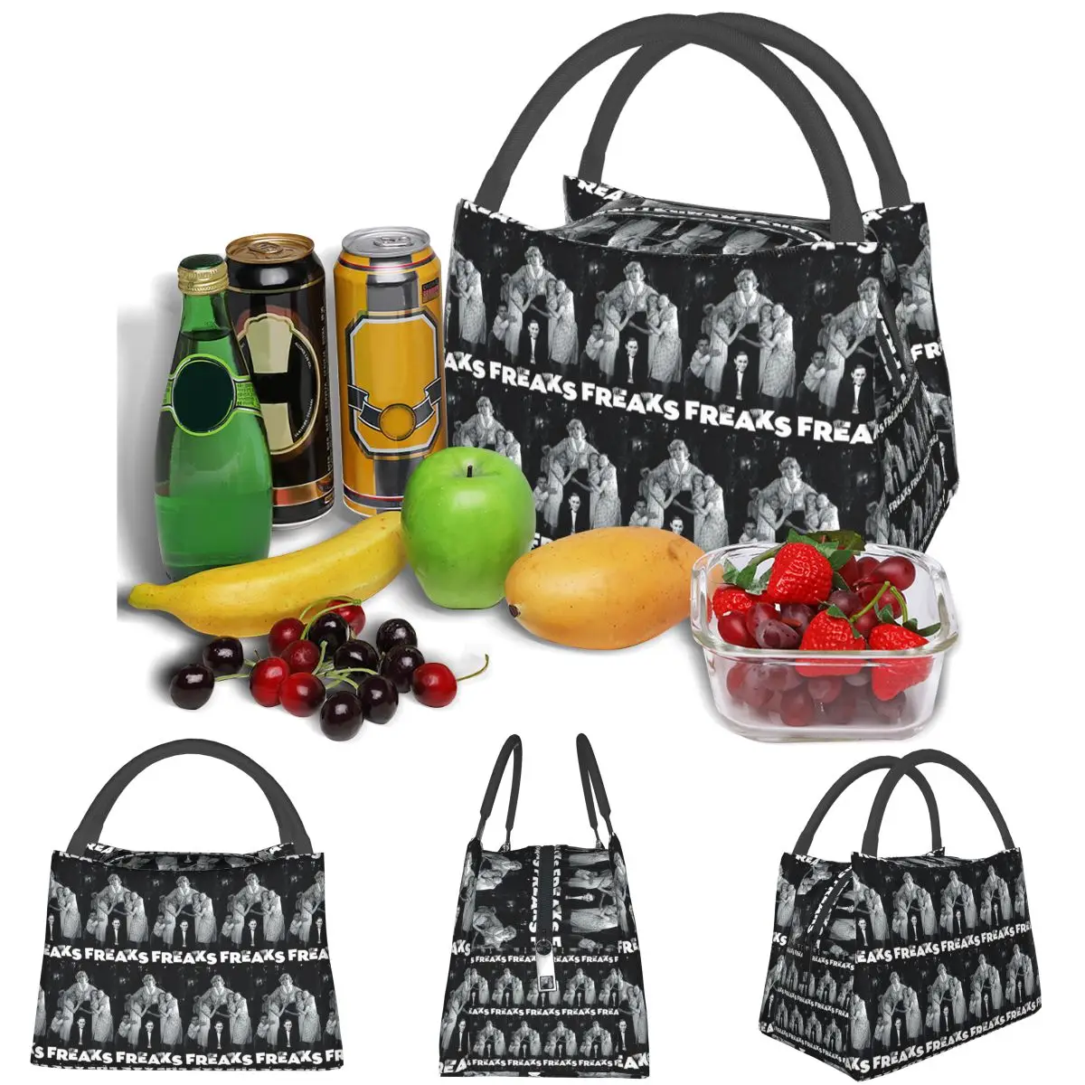 Freaks 1932 Gobble We Accept Her One Of Us Lightweight Handheld Insulated Lunch Bag Aluminum Foil Liner for Adults Travel Picnic
