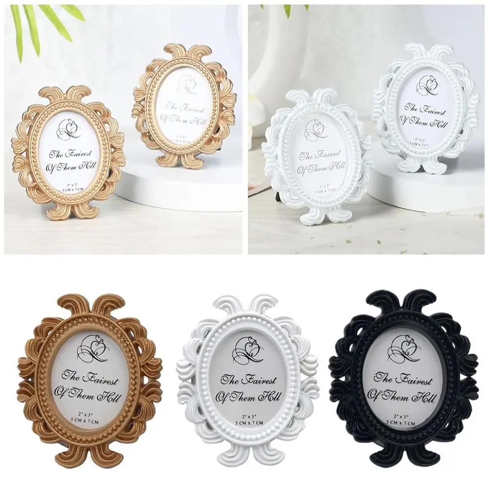 Exquisite Resin Material Oval Photo Frame Vintage Baroque Style Baroque Frame Oval Picture Holder Home