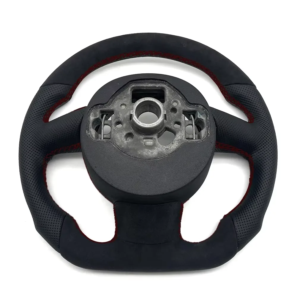 

Steering Wheel Button Key Frame Assembly For Audi A6 C7 Alcantara Perforated Leather Red Stitching RS/S LOGO