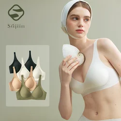 SUJIIN Seamless Push Up Wireless Bras for Women Smooth Deep V Plunge Padded Thin Anti-sagging Basic Bras Female Bralettes MX074H