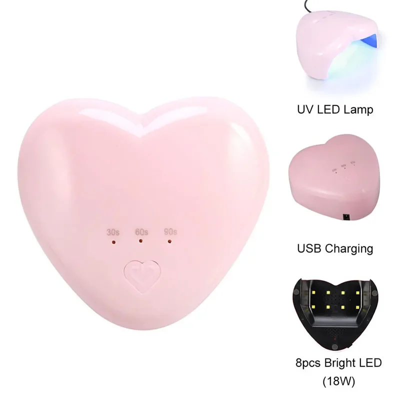 Heart-shaped Nail Dryer UV LED Nail Lamp For All Gels Automatic Senor Nail Polish Manicure Set UV Lamp