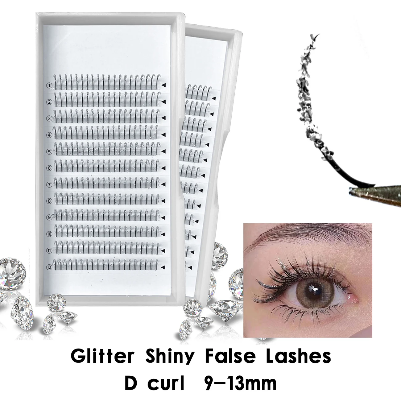 Honey Eyelash 240 Pcs Bride's Eyelashes Stage Wedding Eyelashes Glitter Eyelash Extensions Silver Eyelashes Shiny False Lashes