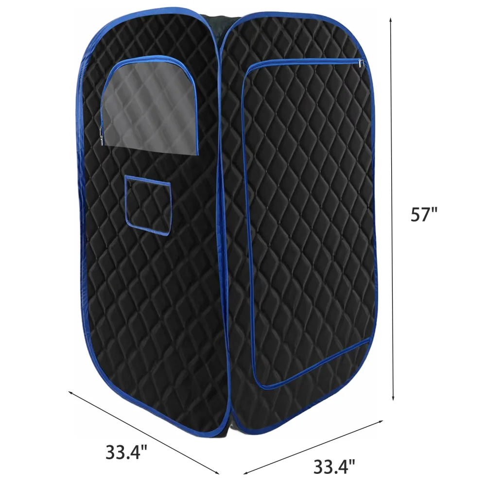 휴대용 스팀 사우나, 가정용 휴대용 사우나, 사우나 텐트 사우나 박스, 3L 스티머, 리모컨 및 접이식 의자, 블랙