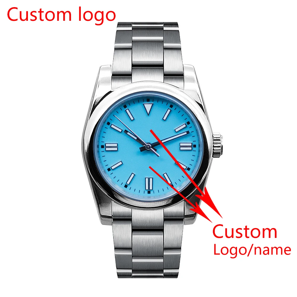 

DIY Custom Logo 36mm/40mm Mens Automatic Watch Seagull NH35 MIYOTA 8215 Movement Sapphire Glass Luminou Men's Mechanical Watch