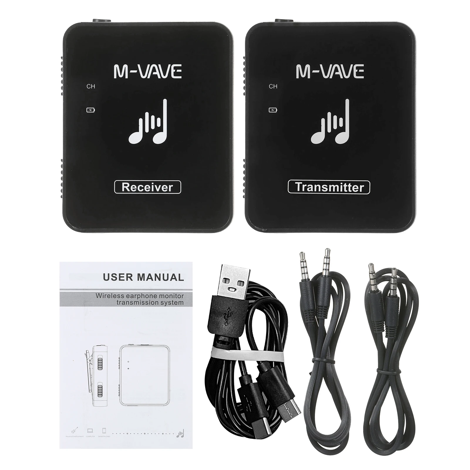 M-VAVE WP-10 Wireless Audio System Earphone Monitor Lossless Transmission Stereo Mono Recorder Rechargeable Transmitter Receiver