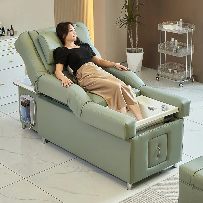 Electric lift shampoo bed constant temperature water circulation head treatment bed massage fumigation foot massage